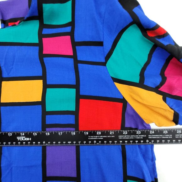 True Vintage 80s Fitting Image Shirt Womens Large XL Abstract Geometric Blouse - Picture 9 of 12